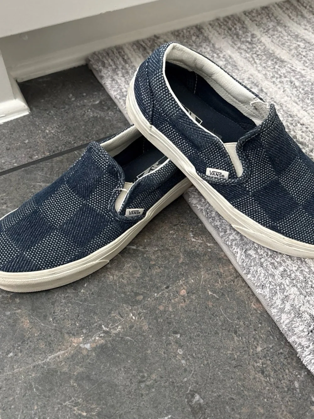 Vans Slip-On Checkerboard Canvas in Navy and White